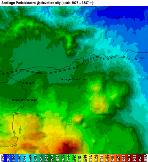 Zoom OUT 2x Santiago Puriatzícuaro, Mexico elevation map