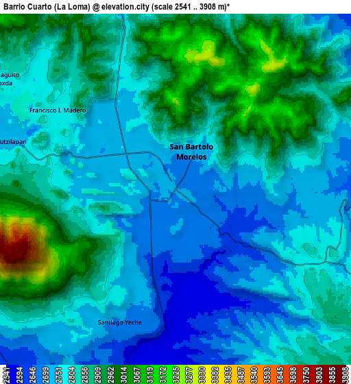 Zoom OUT 2x Barrio Cuarto (La Loma), Mexico elevation map