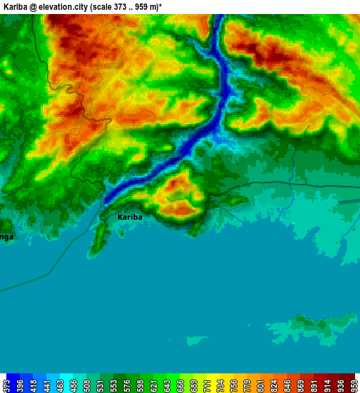 Zoom OUT 2x Kariba, Zimbabwe elevation map