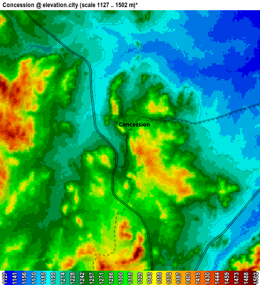 Zoom OUT 2x Concession, Zimbabwe elevation map