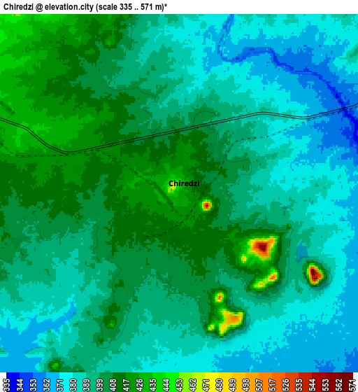 Zoom OUT 2x Chiredzi, Zimbabwe elevation map