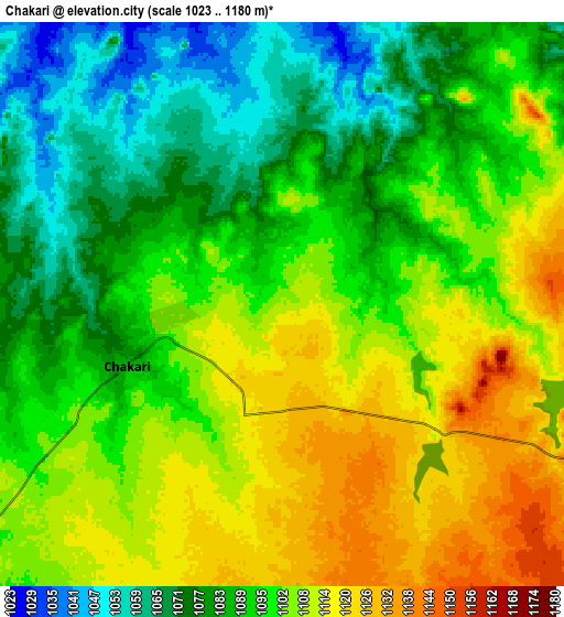 Zoom OUT 2x Chakari, Zimbabwe elevation map