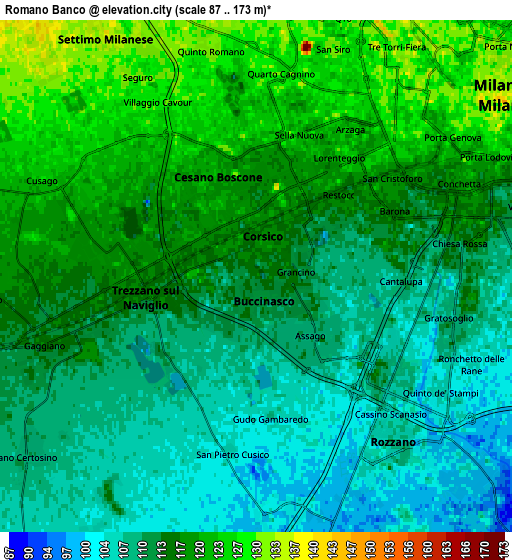 Zoom OUT 2x Romano Banco, Italy elevation map
