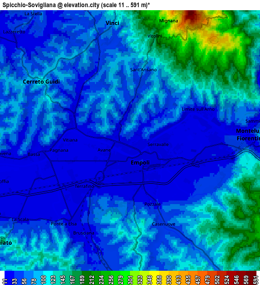 Zoom OUT 2x Spicchio-Sovigliana, Italy elevation map