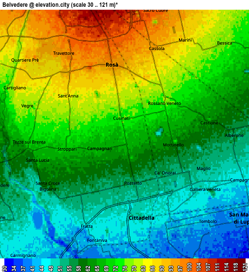 Zoom OUT 2x Belvedere, Italy elevation map