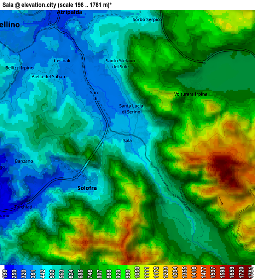 Zoom OUT 2x Sala, Italy elevation map
