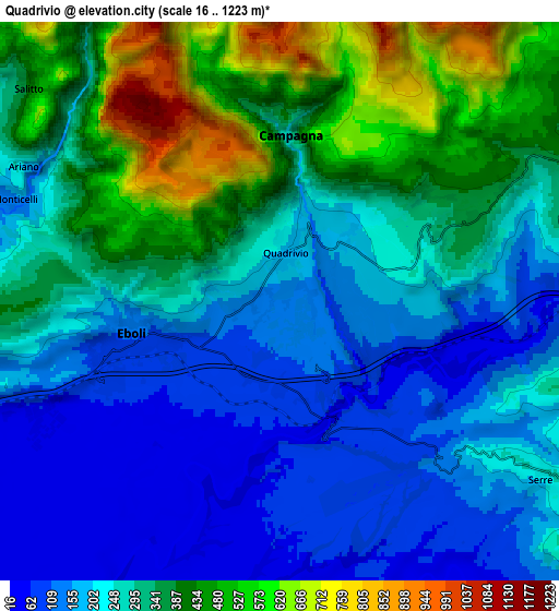 Zoom OUT 2x Quadrivio, Italy elevation map