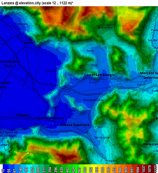 Zoom OUT 2x Lanzara, Italy elevation map