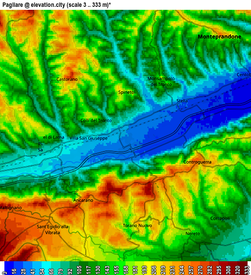 Zoom OUT 2x Pagliare, Italy elevation map