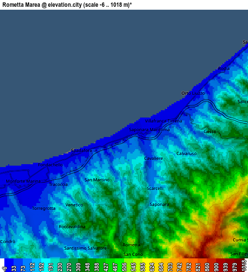 Zoom OUT 2x Rometta Marea, Italy elevation map