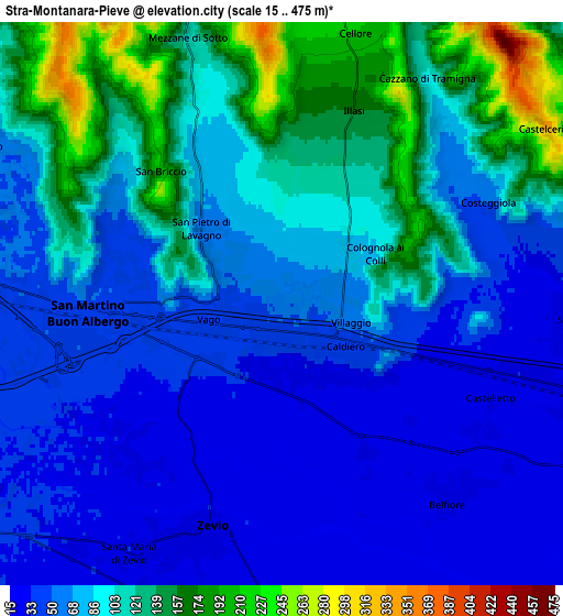 Zoom OUT 2x Strà-Montanara-Pieve, Italy elevation map