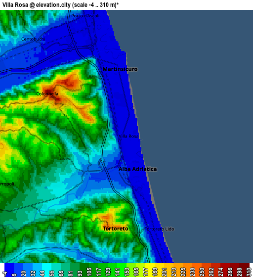 Zoom OUT 2x Villa Rosa, Italy elevation map