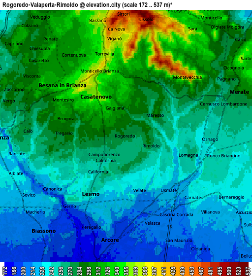 Zoom OUT 2x Rogoredo-Valaperta-Rimoldo, Italy elevation map