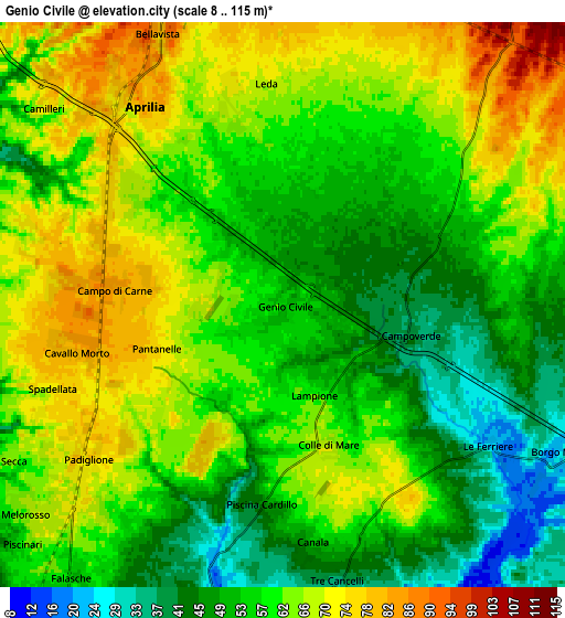 Zoom OUT 2x Genio Civile, Italy elevation map