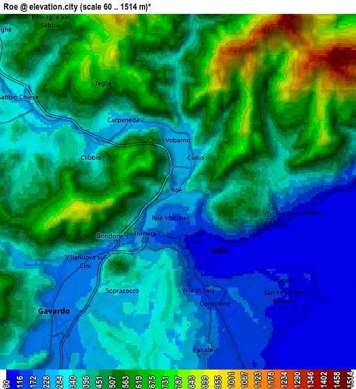 Zoom OUT 2x Roè, Italy elevation map