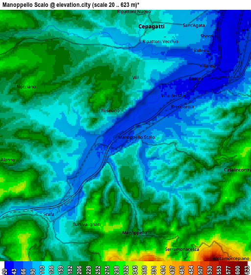 Zoom OUT 2x Manoppello Scalo, Italy elevation map