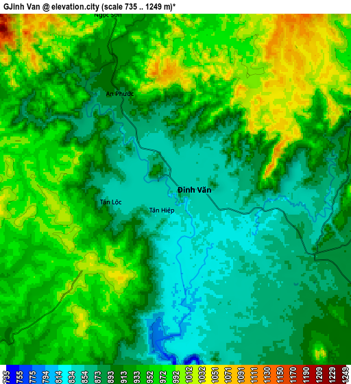 Zoom OUT 2x Đinh Văn, Vietnam elevation map