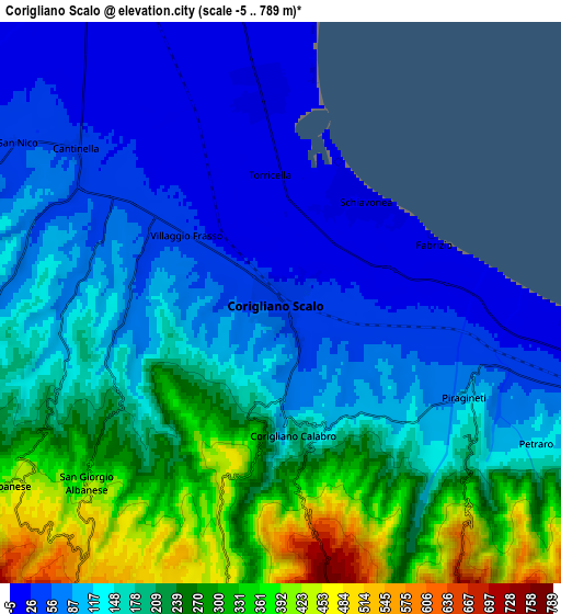 Zoom OUT 2x Corigliano Scalo, Italy elevation map