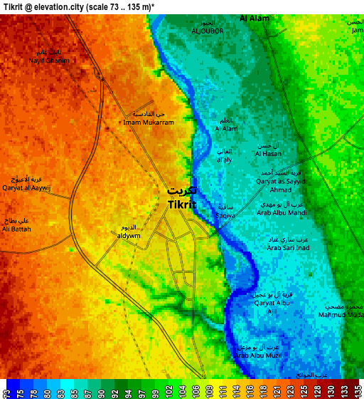 Zoom OUT 2x Tikrīt, Iraq elevation map