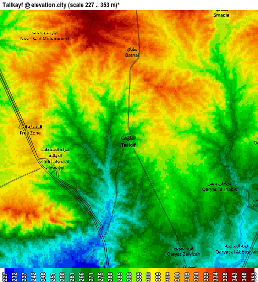 Zoom OUT 2x Tallkayf, Iraq elevation map