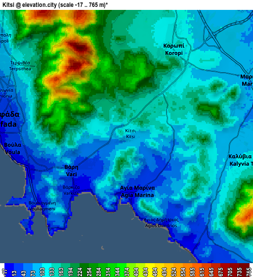 Zoom OUT 2x Kítsi, Greece elevation map