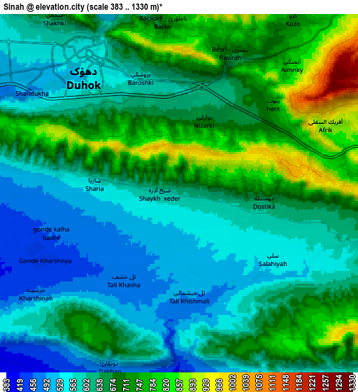 Zoom OUT 2x Sīnah, Iraq elevation map