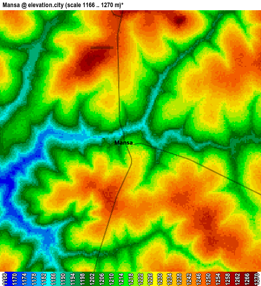 Zoom OUT 2x Mansa, Zambia elevation map