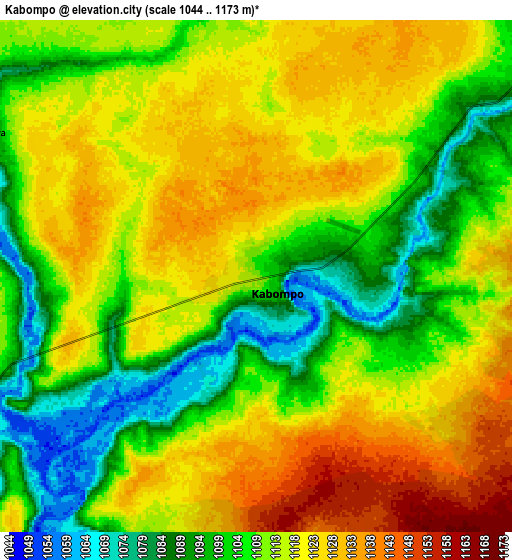 Zoom OUT 2x Kabompo, Zambia elevation map