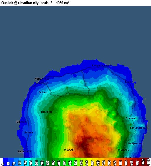 Zoom OUT 2x Ouellah, Comoros elevation map