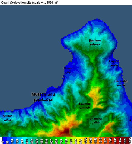 Zoom OUT 2x Ouani, Comoros elevation map