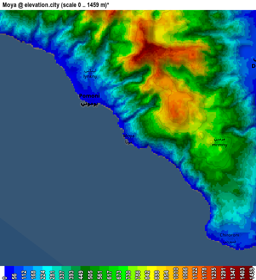 Zoom OUT 2x Moya, Comoros elevation map