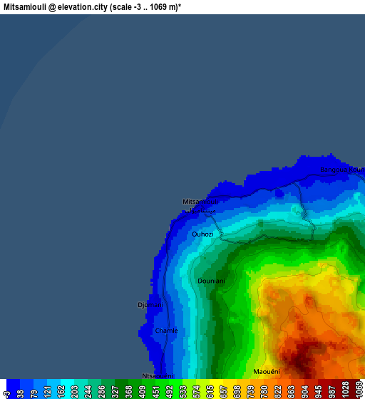 Zoom OUT 2x Mitsamiouli, Comoros elevation map