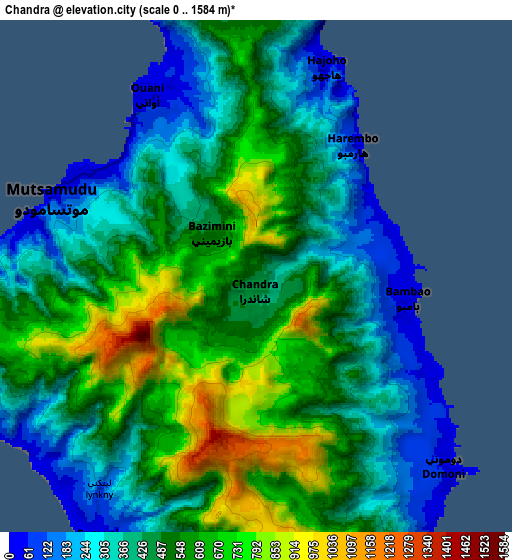 Zoom OUT 2x Chandra, Comoros elevation map