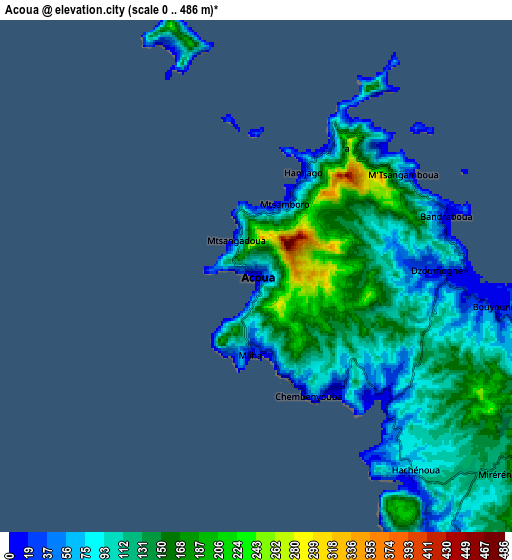 Zoom OUT 2x Acoua, Mayotte elevation map