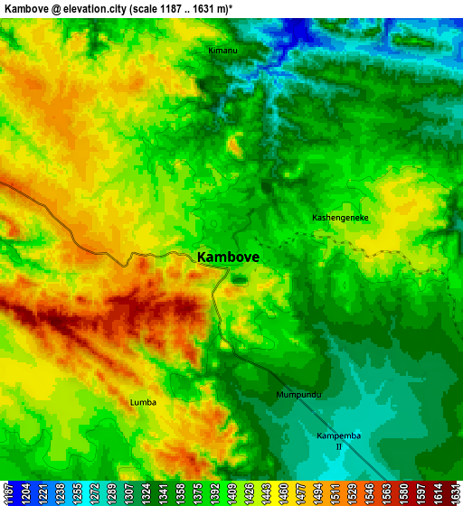 Zoom OUT 2x Kambove, Democratic Republic of the Congo elevation map