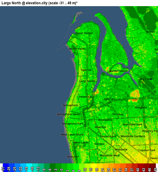 Zoom OUT 2x Largs North, Australia elevation map