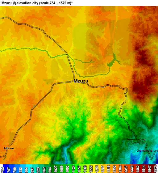 Zoom OUT 2x Mzuzu, Malawi elevation map