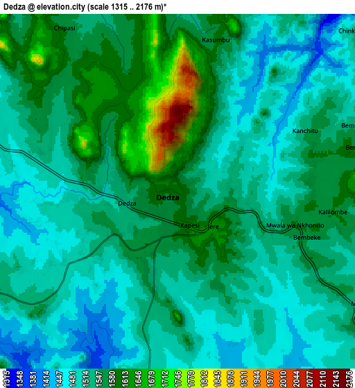 Zoom OUT 2x Dedza, Malawi elevation map