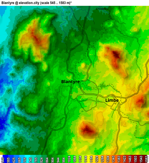 Zoom OUT 2x Blantyre, Malawi elevation map