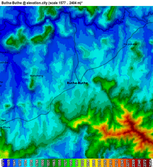 Zoom OUT 2x Butha-Buthe, Lesotho elevation map