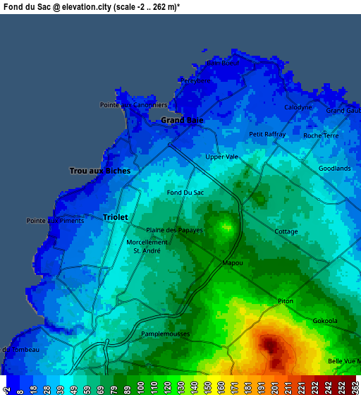 Zoom OUT 2x Fond du Sac, Mauritius elevation map