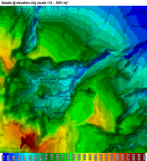Zoom OUT 2x Salazie, Reunion elevation map