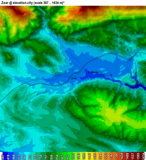 Zoom OUT 2x Zoar, South Africa elevation map