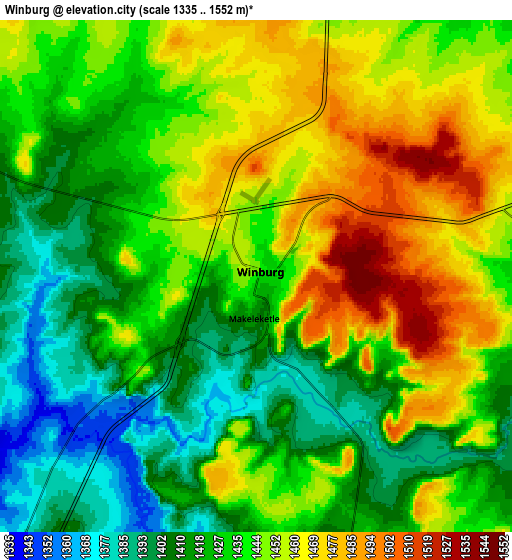 Zoom OUT 2x Winburg, South Africa elevation map