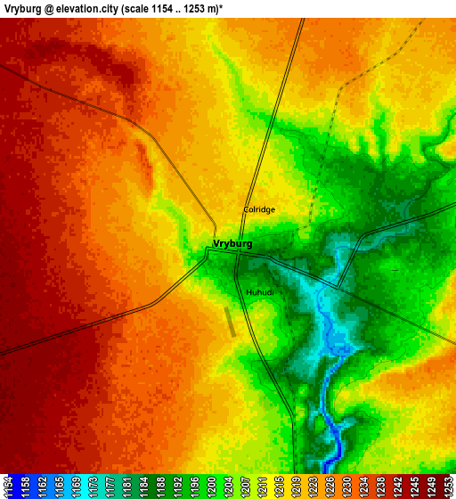 Zoom OUT 2x Vryburg, South Africa elevation map