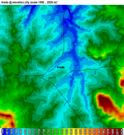 Zoom OUT 2x Vrede, South Africa elevation map