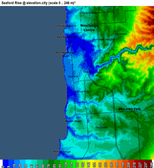 Zoom OUT 2x Seaford Rise, Australia elevation map