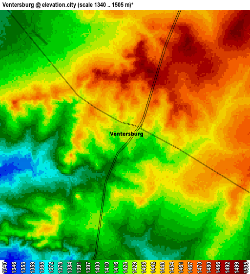 Zoom OUT 2x Ventersburg, South Africa elevation map