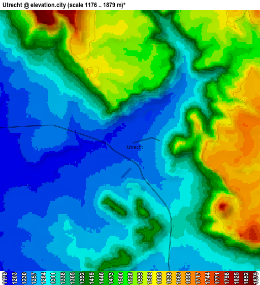 Zoom OUT 2x Utrecht, South Africa elevation map