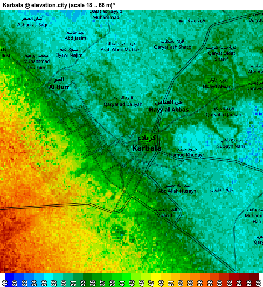 Zoom OUT 2x Karbala, Iraq elevation map